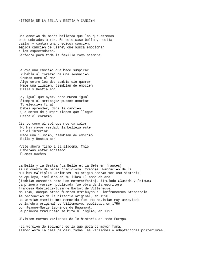 Canzone La Bella E La Bestia Italiano