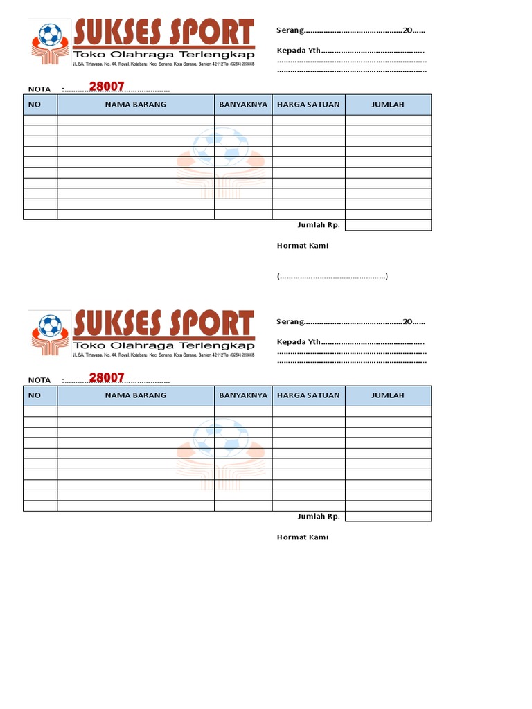 Nota Toko Sport