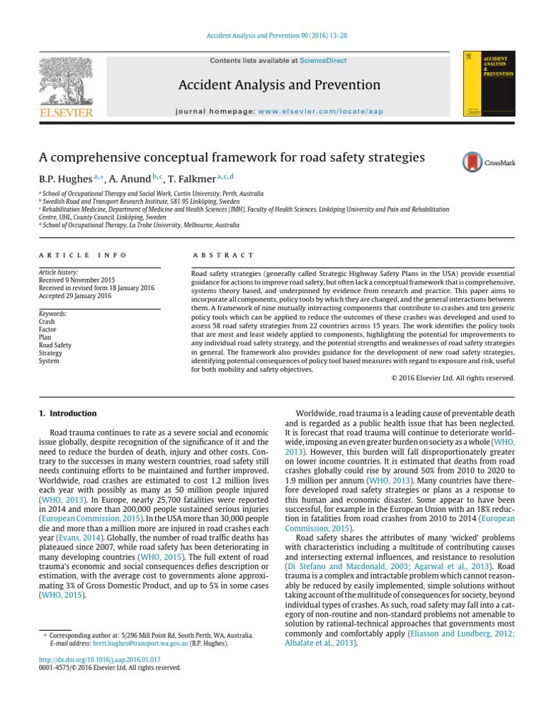 A Comprehensive Conceptual Framework For Road Safety Strategies | PDF ...