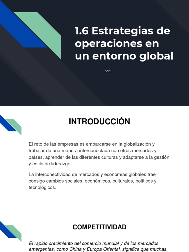1.6 Estrategias de Operaciones en Un Entorno Global