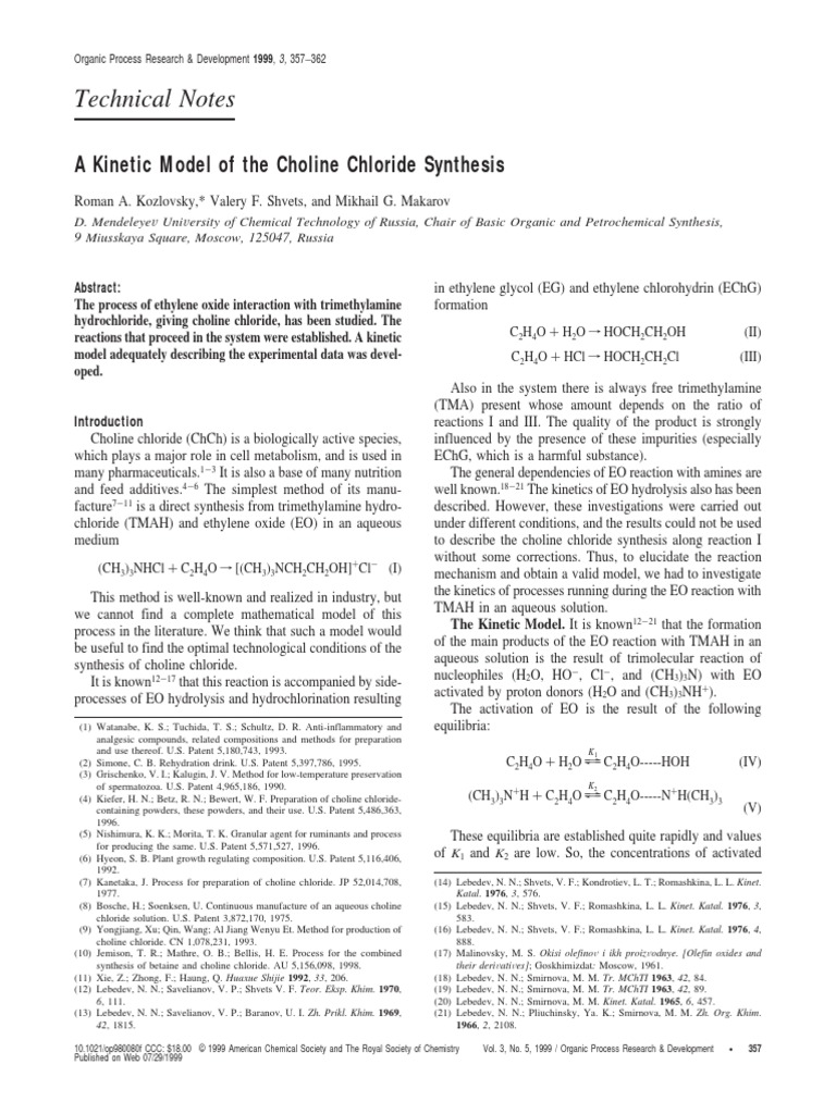 Choline Chloride PDF Chemical Reactions Chemical Equilibrium