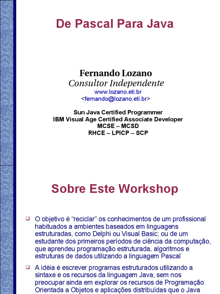 Pascal Java | PDF | Linguagem de programação | Ponteiro (programação de ...