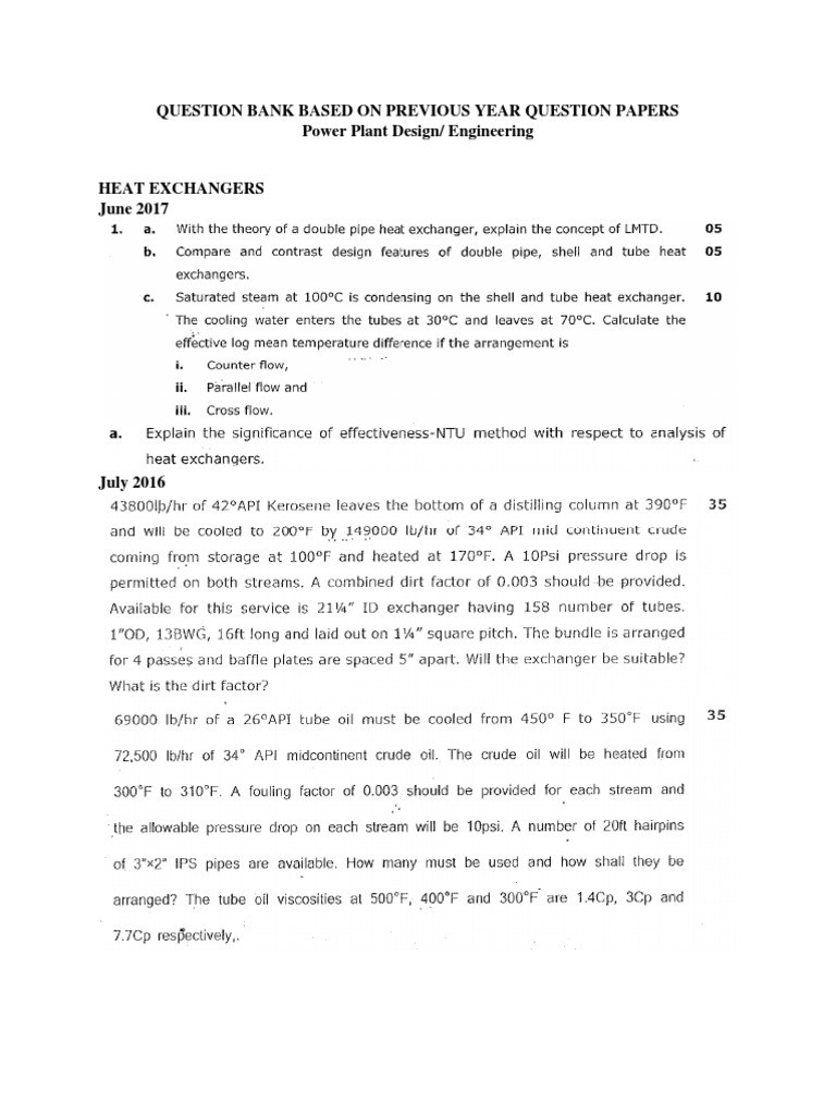 Power Plant Design Question Bank | PDF | Boiler | Heat
