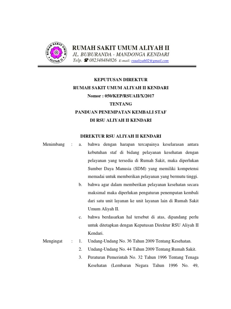 SK Penempatan Kembali Staf