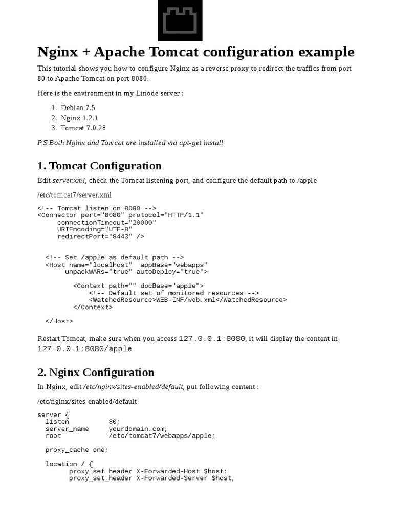 Nginx + Apache Tomcat Configuration Example | PDF | Business | Computers