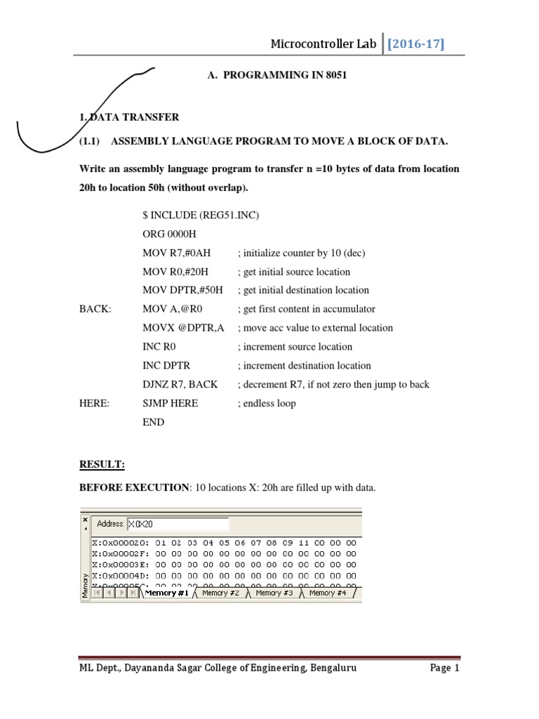 Microcontroller Lab Manual Binary Coded Decimal Assembly Language
