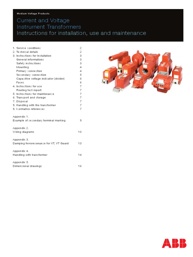 ABB MV Current and Voltage Transformers PDF Transformer Fuse