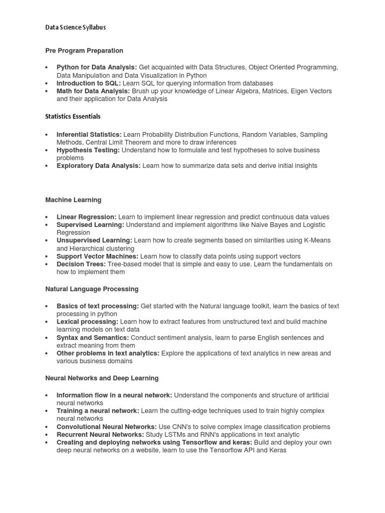 Data science syllabus pdf artificial neural network deep learning