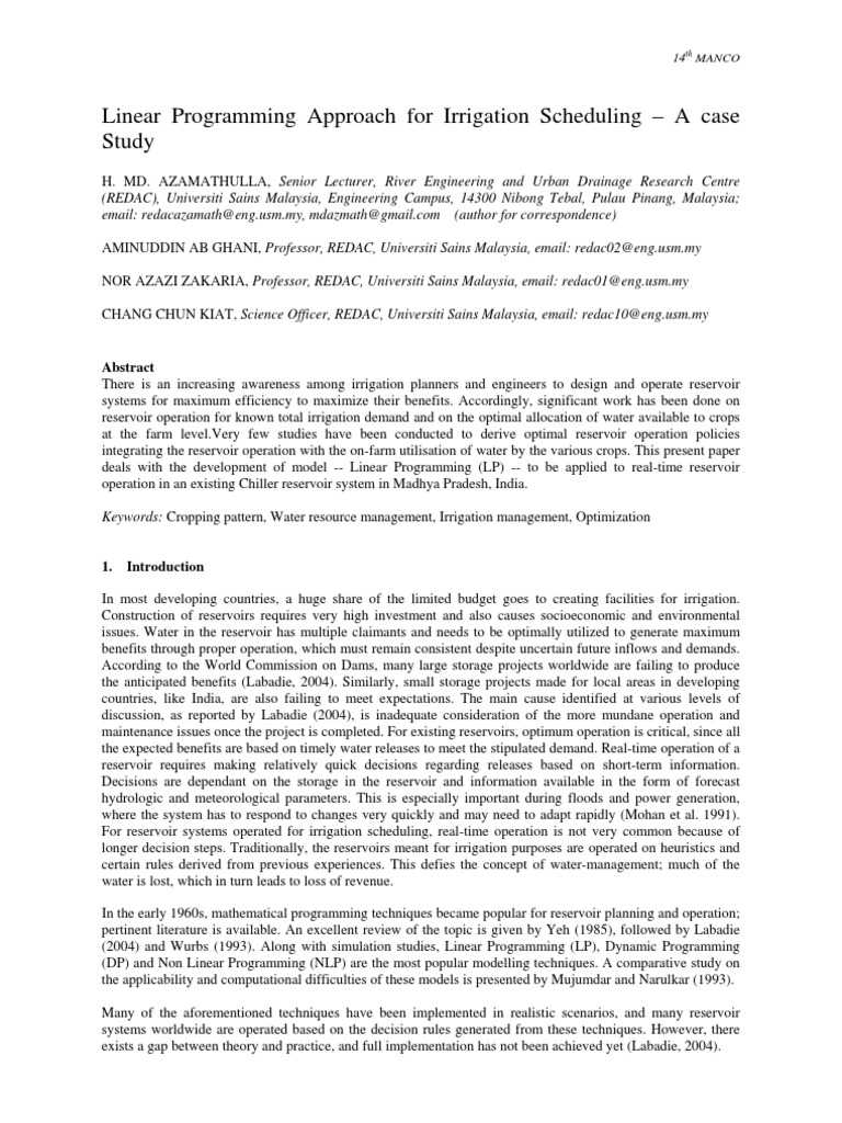 Linear Programming Case Study | PDF | Evapotranspiration | Mathematical ...
