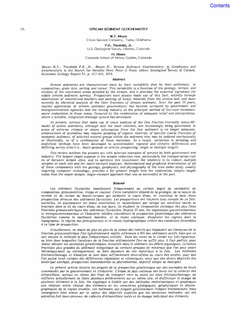 Stream Sediment Geochemistry Insights | PDF | Geochemistry | Minerals