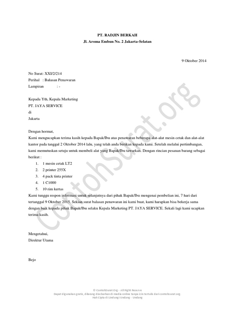 Download 67+ Contoh Surat Balasan Terbaik Gratis