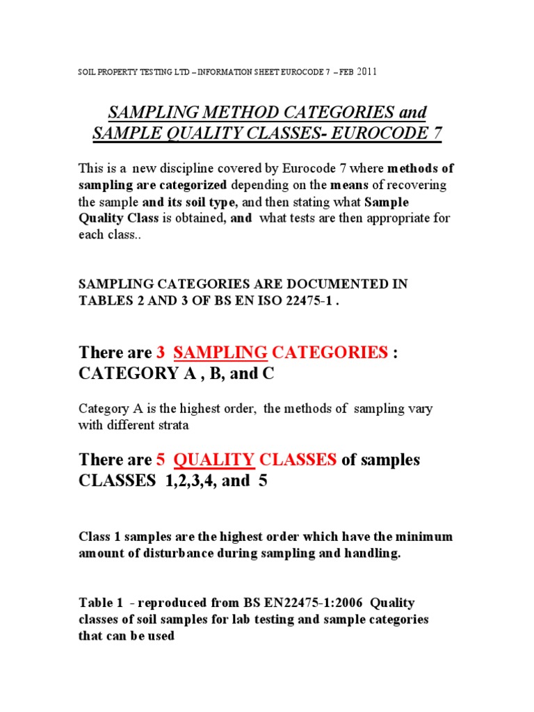 Eurocode 7 Soil Sampling Methods Guide | PDF