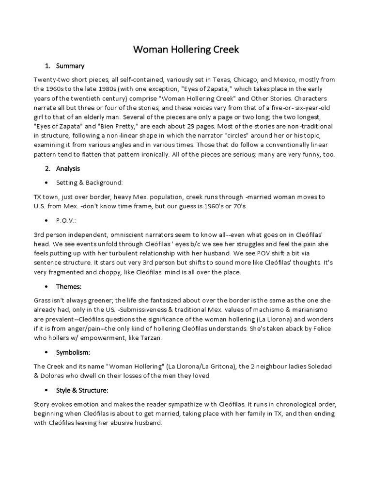 Woman Hollering Creek PDF Family Society