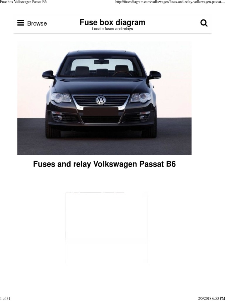 Fuse Box Volkswagen Passat B6 PDF Anti Lock Braking System Volkswagen