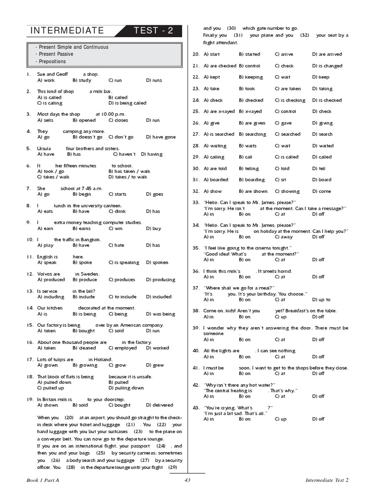 Intermediate English Grammar Test 02 | Baggage