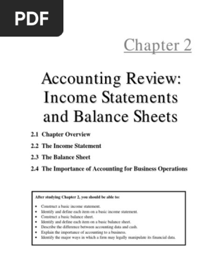 Balance Sheet Income Statement