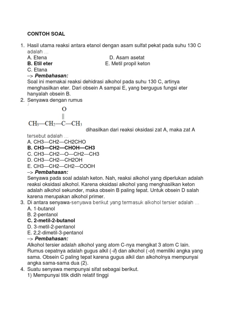 Contoh Soal Kimia Karbon