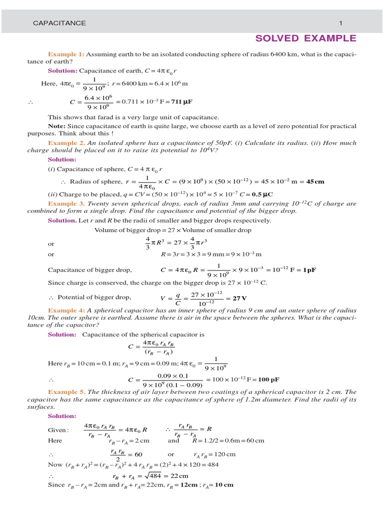 Capacitor Calculations and Examples | PDF | Series And Parallel ...