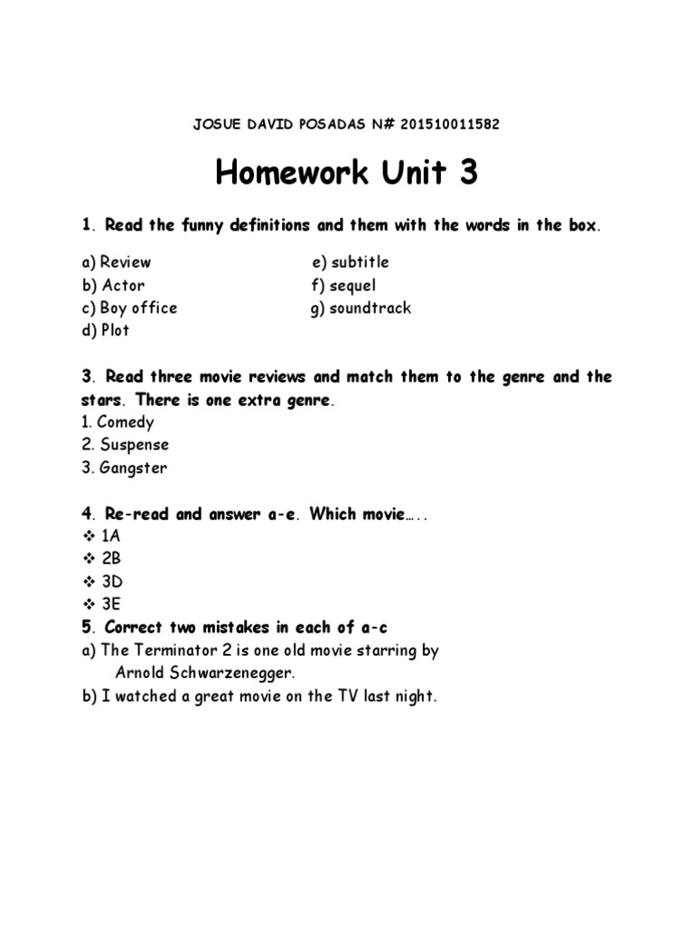 homework unit 3