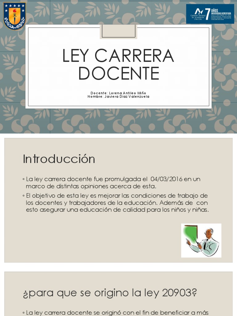 Presentacion Ley Carrera Docente | PDF | Maestros | Enseñando y aprendiendo