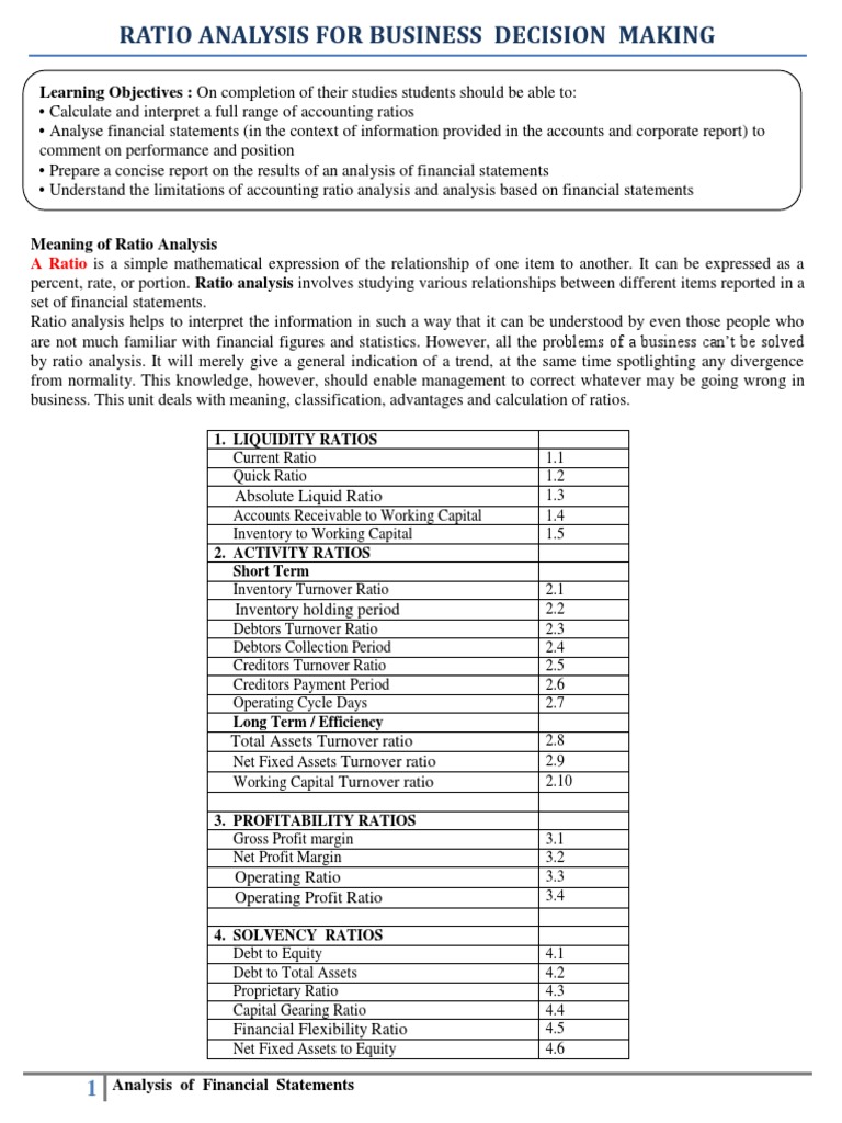 Financial Ratio Analysis for Decision-Making | PDF | Dividend | Equity ...