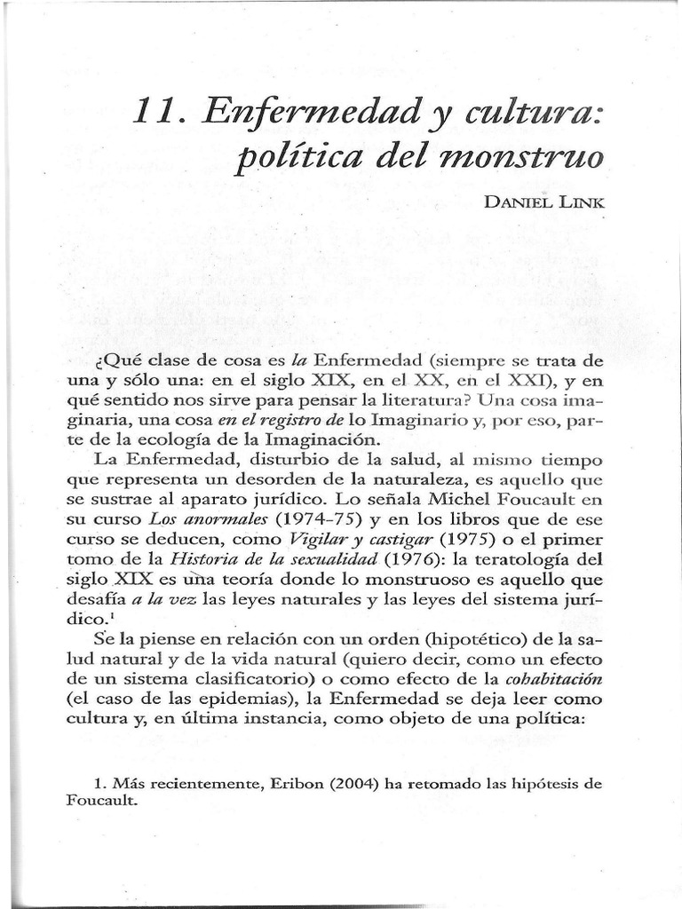 Daniel Link - Enfermedad y Cultura PDF | PDF