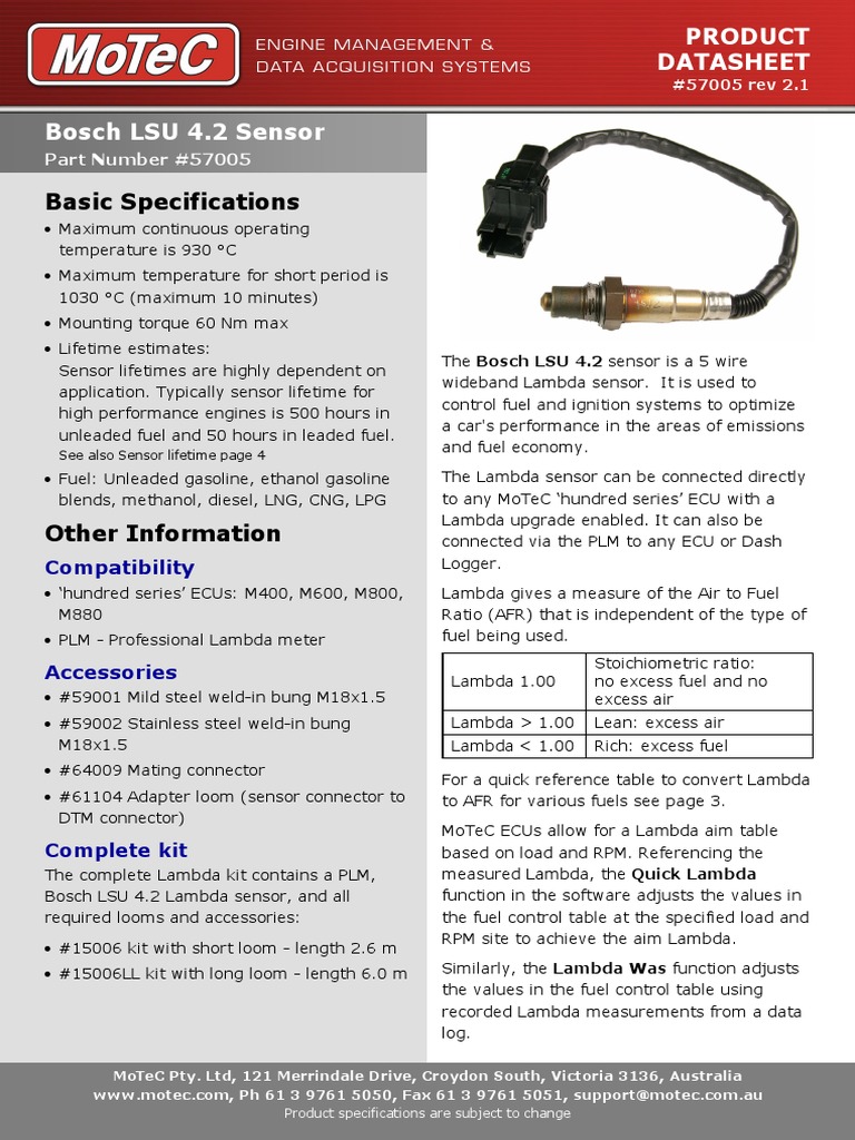 Bosch LSU 4.2 Sensor Datasheet | PDF | Gasoline | Sensor
