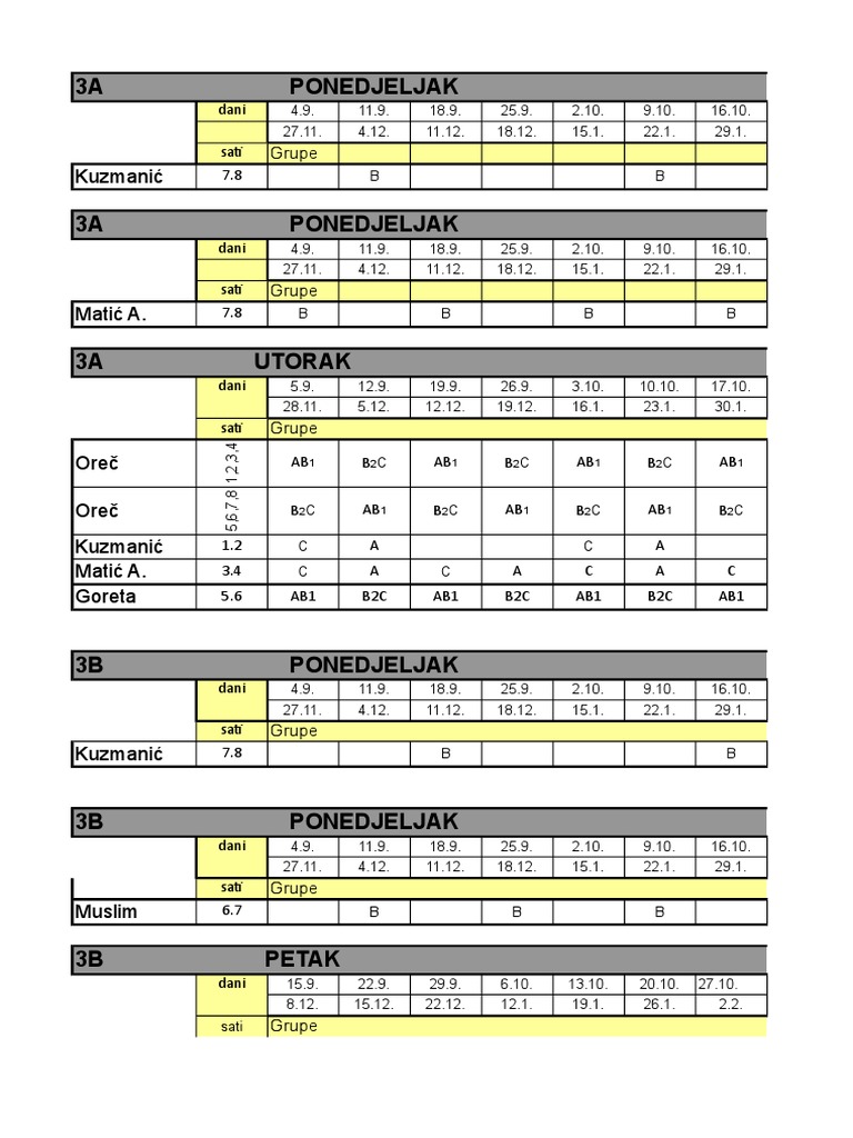 Class Schedule Overview for 3A | PDF | Disabled Sports | Sports