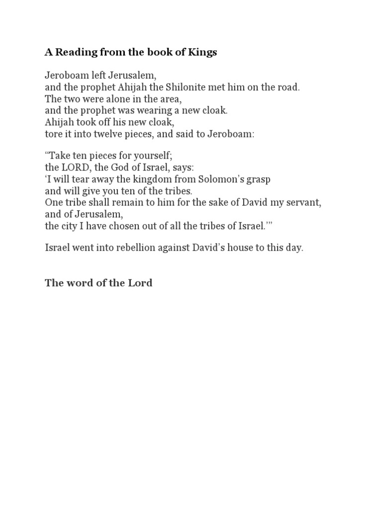 A Reading From The Book of Kings | PDF