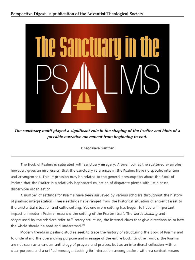 The Sanctuary In The Psalms Perspective Digest Psalms - 