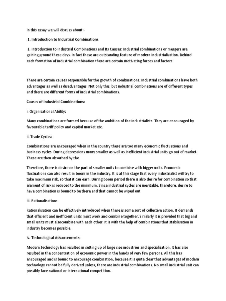 Industrial Combinations PDF Business Cycle Economics