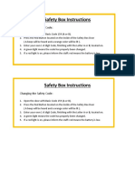 Safety Box Instructions: Changing The Safety Code