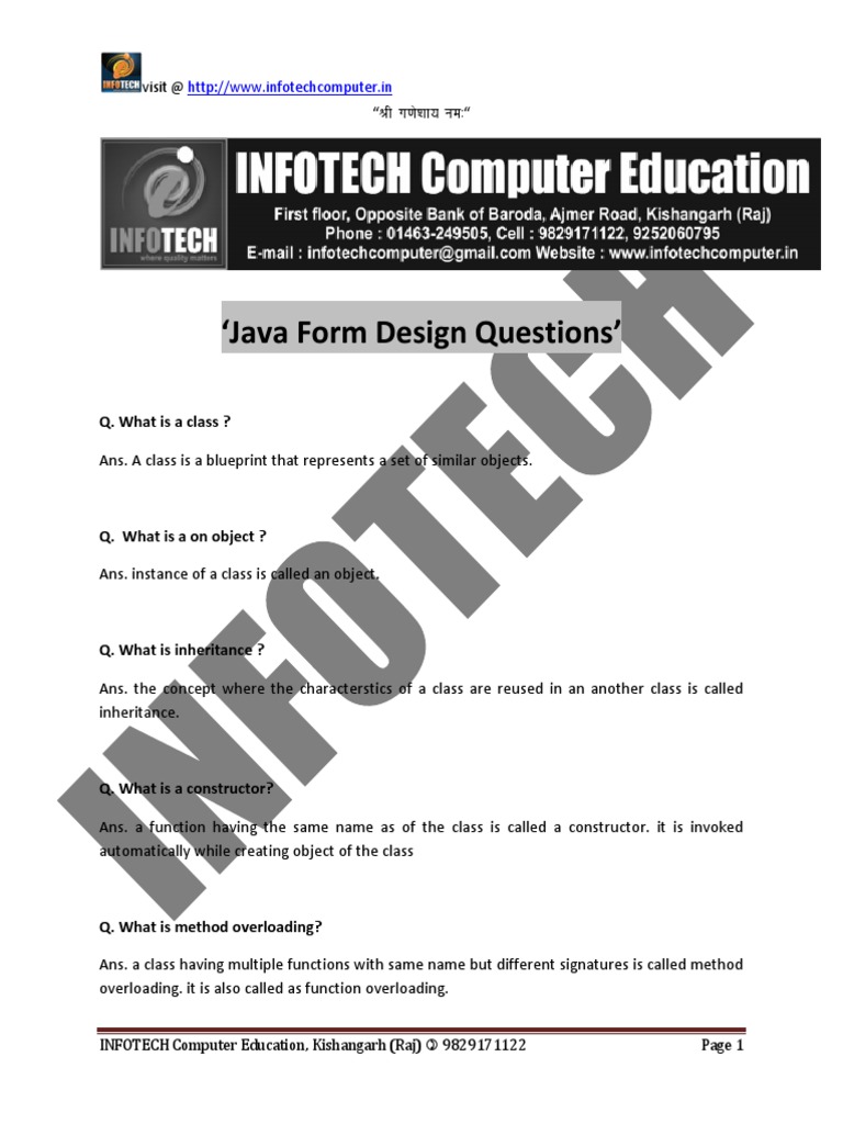 VIVA Questions | PDF | Method (Computer Programming) | Inheritance ...