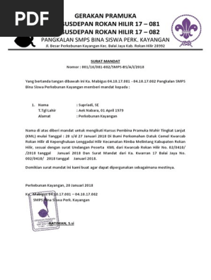 Contoh Surat Mandat Dari Sekolah