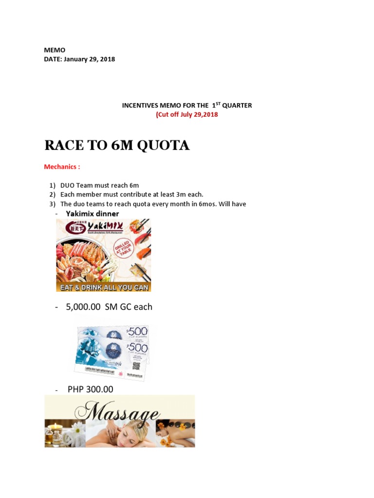 Q1 Incentives Memo for Sales Teams | PDF