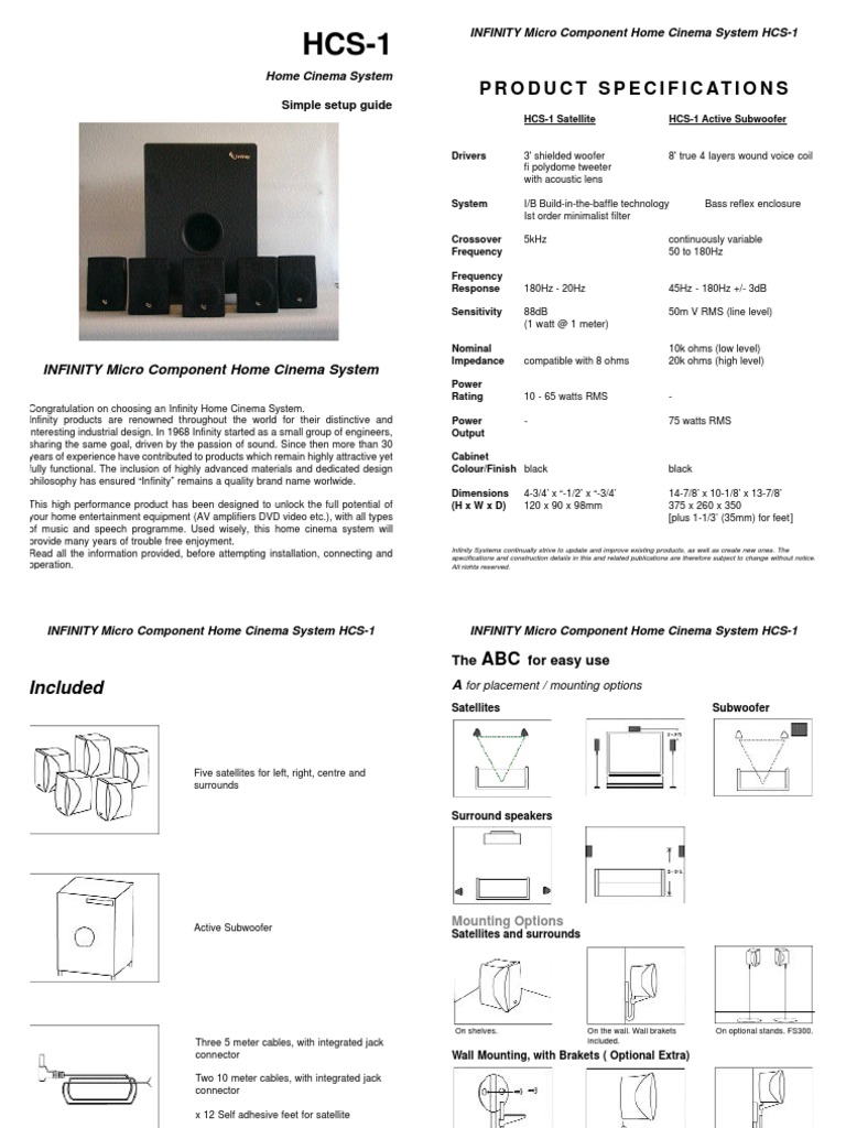 infinity hcs1 subwoofer