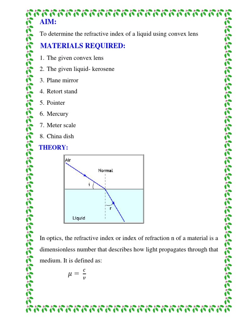 liquid lens Lens (Optics) Refractive Index