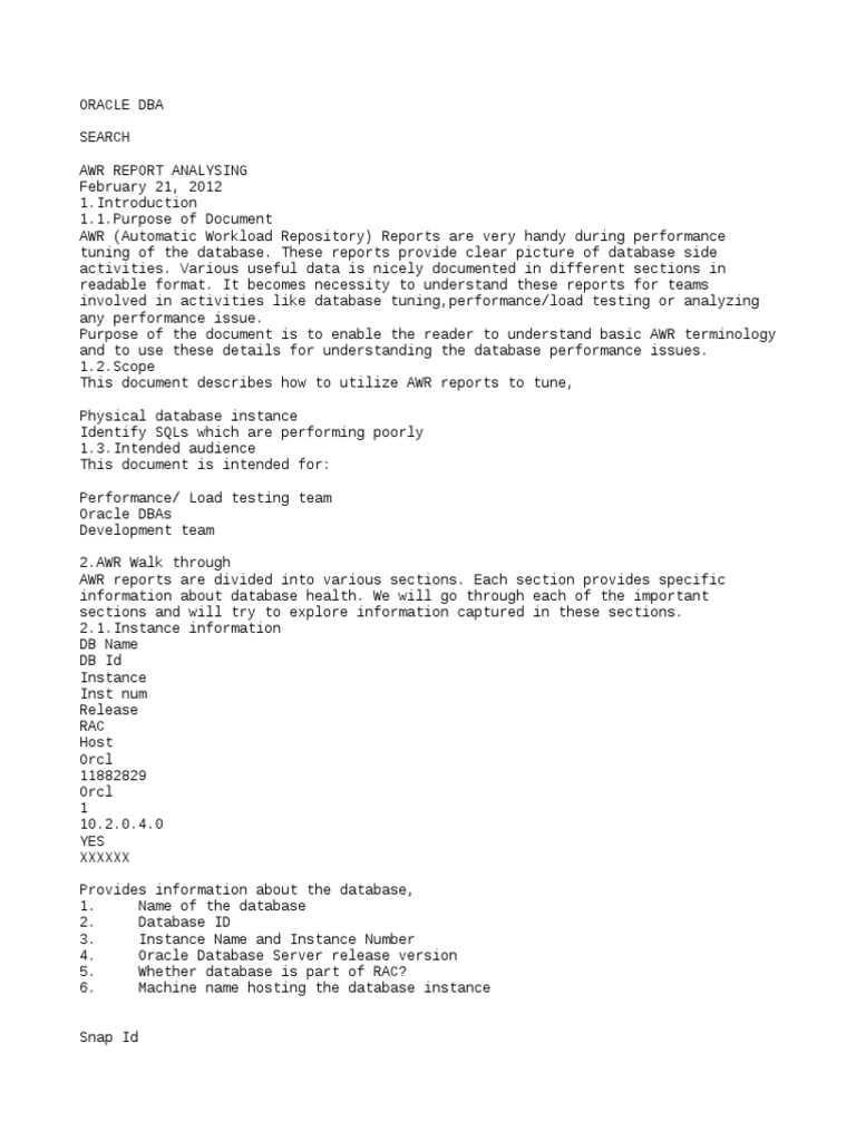 Awr Repot | PDF | Database Index | Oracle Database