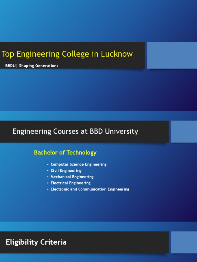BBD University: Top Engineering College in Lucknow | PDF