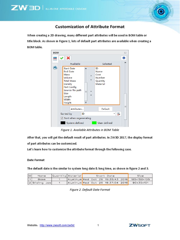 Customization of Attribute Format: Figure 1. Available Attributes in ...