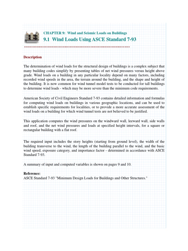 9.1 Wind Loads Using ASCE Standard 7-93 PDF | PDF | Structural Load | Wound