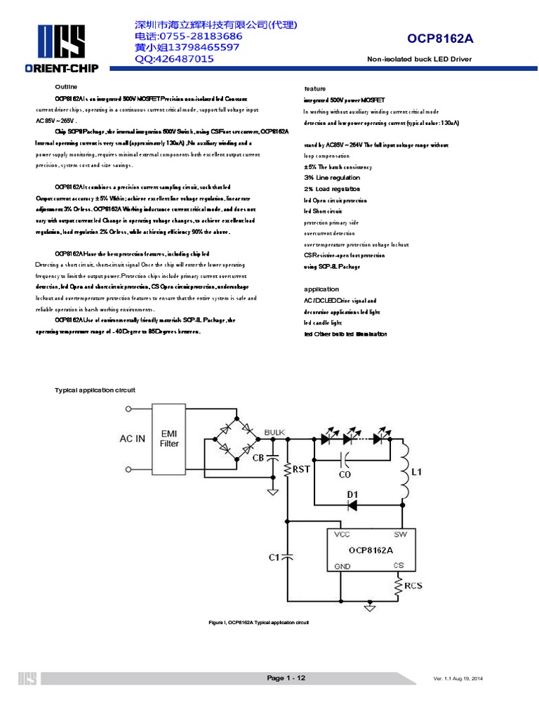 Datasheet OCP8162A | PDF | Power Supply | Mosfet