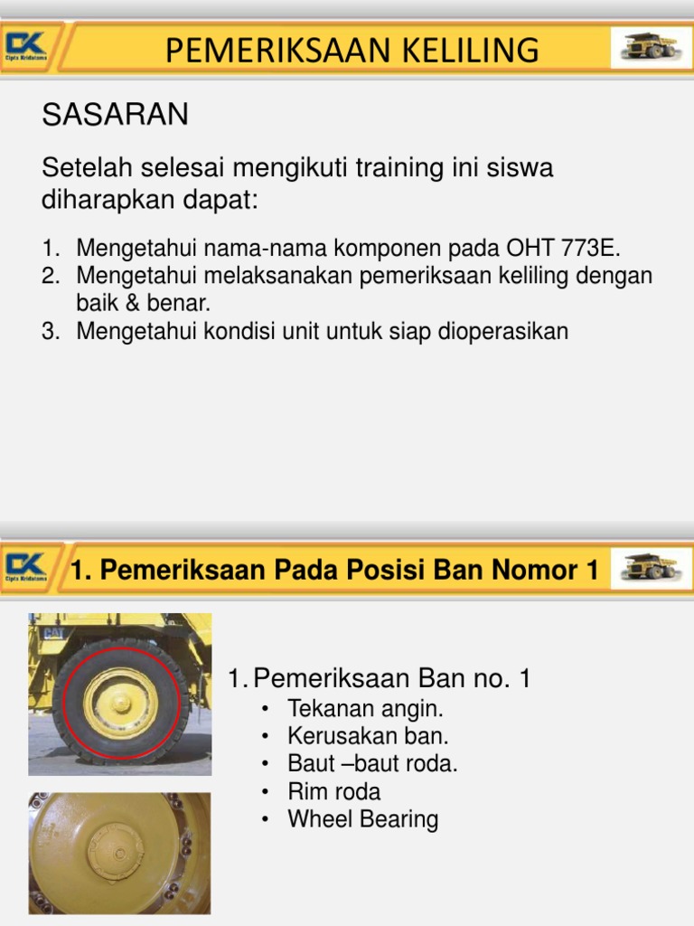 Pemeriksaan Komponen OHT 773E | PDF | Rem | Suku Cadang Kendaraan