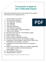 Checklist of Documents To Apply For Prime Minister's Fellowship Scheme