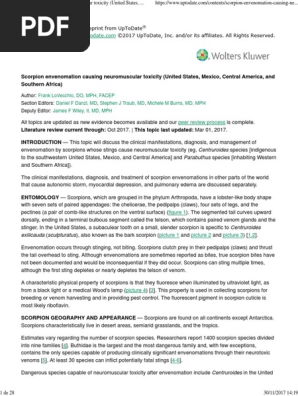 Scorpion Envenomation Causing Neuromuscular Toxicity United