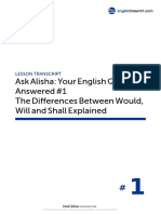 Ask Alisha: Your English Questions Answered #1 The Differences Between Would, Will and Shall Explained