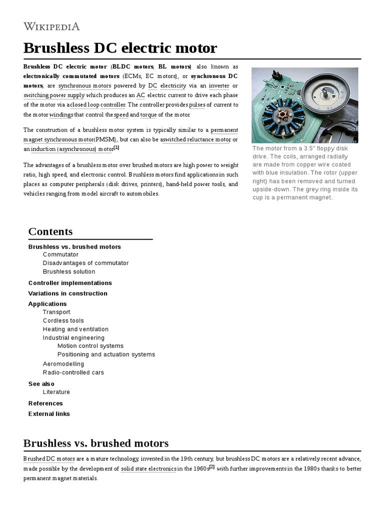 Brushless DC Electric Motor PDF Electric Motor Devices