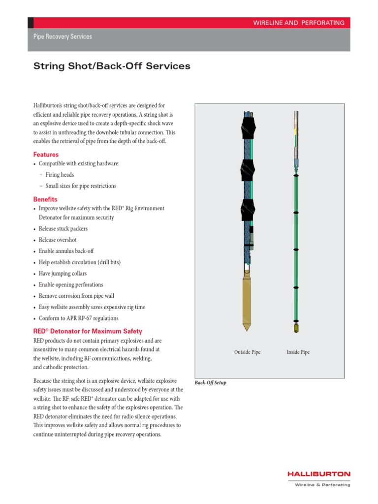String Shot Back Off Services PDF | PDF | Pipe (Fluid Conveyance ...