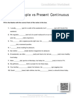 Present Simple Present Continuous - Leisure Time Activities - Consolidation Worksheet
