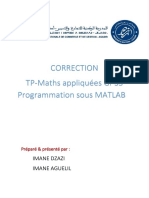 Correction TP-Maths Appliquées GI-S3 Programmation Sous MATLAB